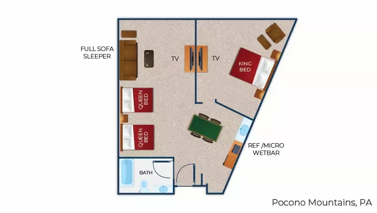 The floor plan for the Majestic Bear Suite 